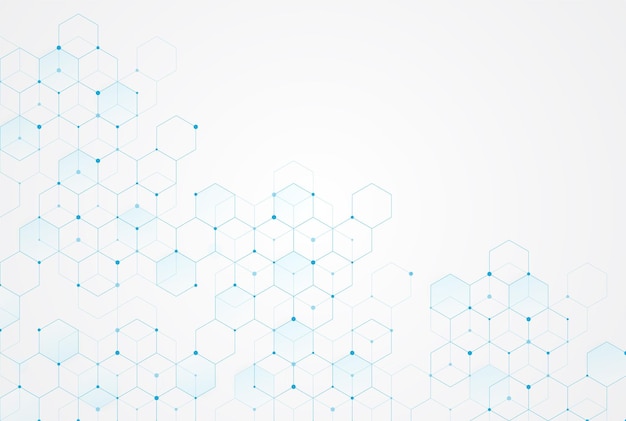 Abstract hexagonal molecular structures in technology background and science style Medical design Vector illustration
