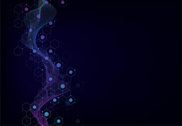 Abstract hexagonal molecular structures in technology background