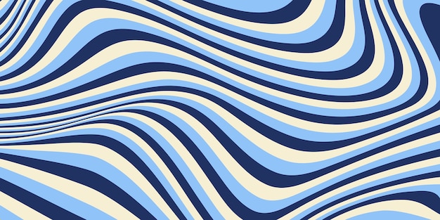 Abstract horizontal background with dynamic waves Trendy vector illustration Blue and beige colors