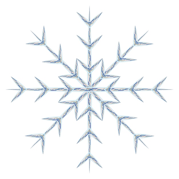 Abstract image snowflake by different patterned lines in trendy wintry muted hues Icon Isolate