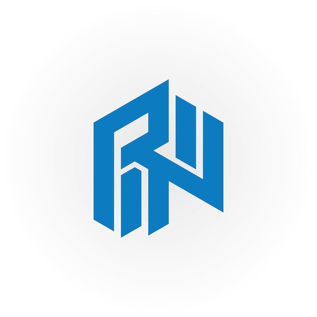 Abstract initial letter RN or NR logo in blue color isolated in white background