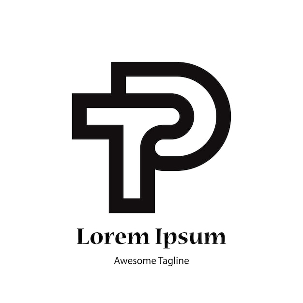 abstract initial letter t and p logo design template icon for business of luxury elegant simple