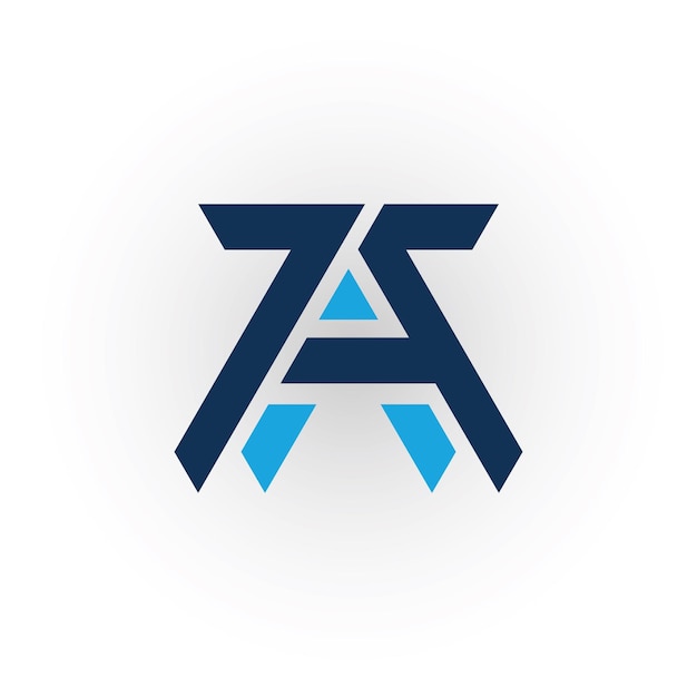Abstract initial letter ZA or AZ logo in blue color isolated on a white background