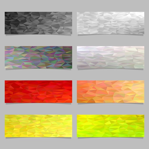 abstract irregular triangle mosaic banner template background set - trendy graphic elements from colored triangles