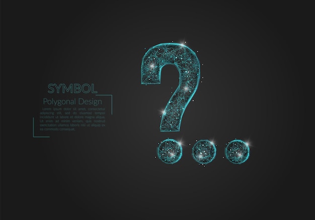 abstract isolated blue image of a question sign polygonal illustration looks like stars in the blask night sky in spase or flying glass shards digital design for website web internet