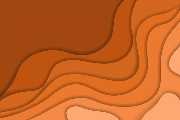 Abstract light and dark orange wavy shapes paper cut background with empty place for text