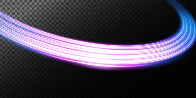 Abstract light lines of movement and speed with white color glitters Light everyday glowing effect semicircular wave light trail curve swirl car headlights incandescent optical fiber png