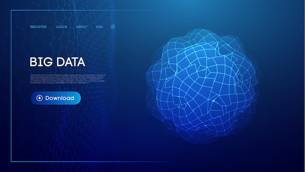 Abstract low poly sphere digital network background Geometric futuristic blue tecgnology background Low poly wire frame vector design
