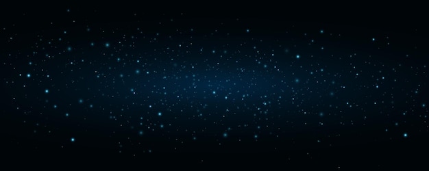 Abstract magical dust with flying lights bokeh on black background Stardust glowing in the night Light effects Black outer space Vector illustration