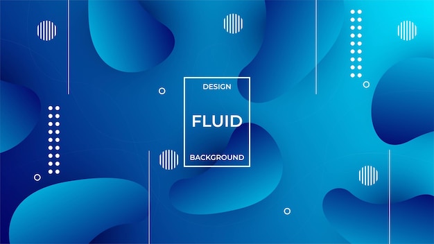 Abstract Memphis Background in Blue Color. Fluid Background Style