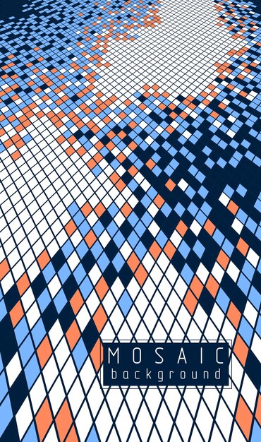Abstract mosaic square tiles art illustration, vector artistic design background with copy space for text and title. Usable for brochure, magazine, ad, banner, poster.
