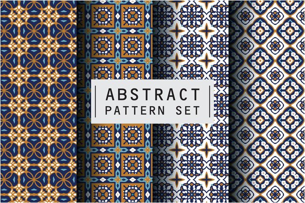 Abstract pattern set with batik motif background