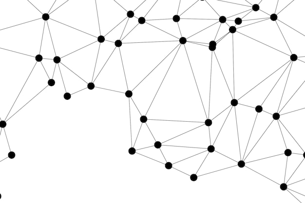 abstract polygonal mesh with black nodes and thin lines creating a minimalist geometric network pattern