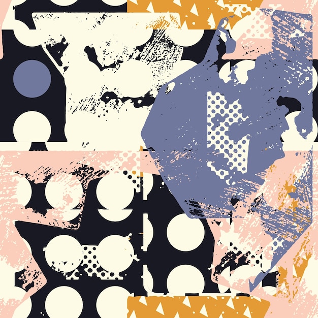 Abstract print seamless pattern background with different shapes and textures Vector illustration