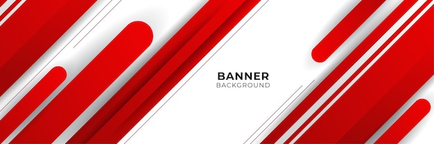 Abstract red banner background with 3d overlap layer and geometric shapes