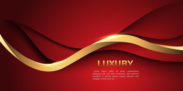 Abstract red gold lines curve wavy luxury style design modern background vector