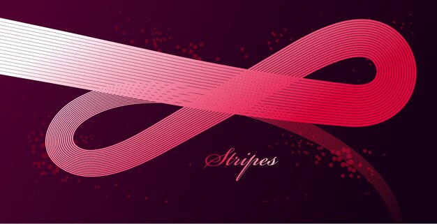 abstract red lines in 3d motion dimensional perspective vector background, elegant curvy light stripy design element, template for banner or poster and other ads.