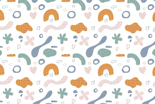 Abstract seamless pattern with checkered geometric shapes on a white background