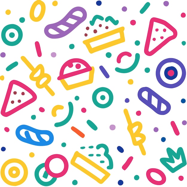 abstract seamless pattern with handdrawn colorful doodles