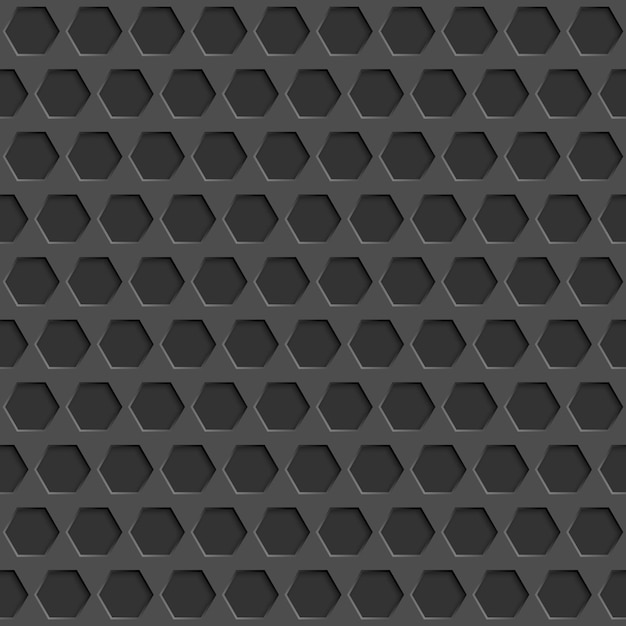 Abstract seamless pattern with hexagon holes in gray colors
