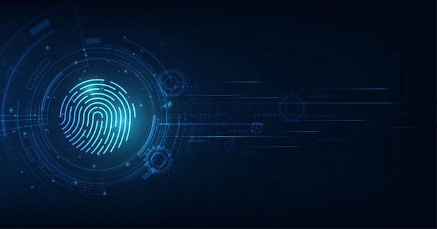 abstract security system with fingerprint Technology background.
