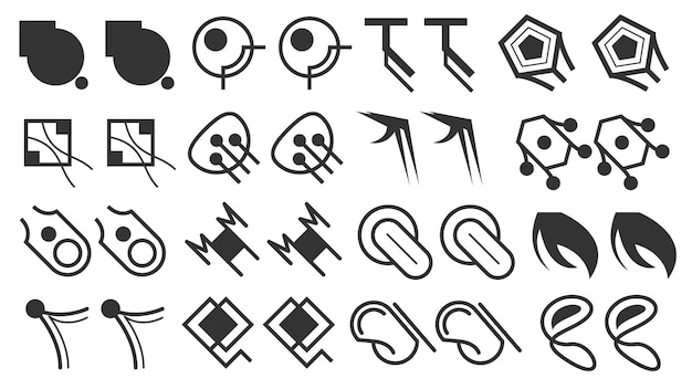 abstract set collection black quotemarks speech punctuation excerpt remarks icons vector design