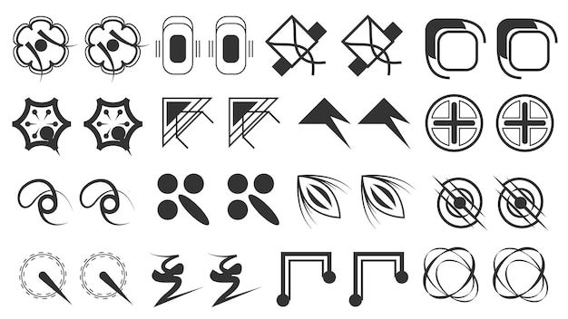 abstract set collection black quotemarks speech punctuation excerpt remarks icons vector design