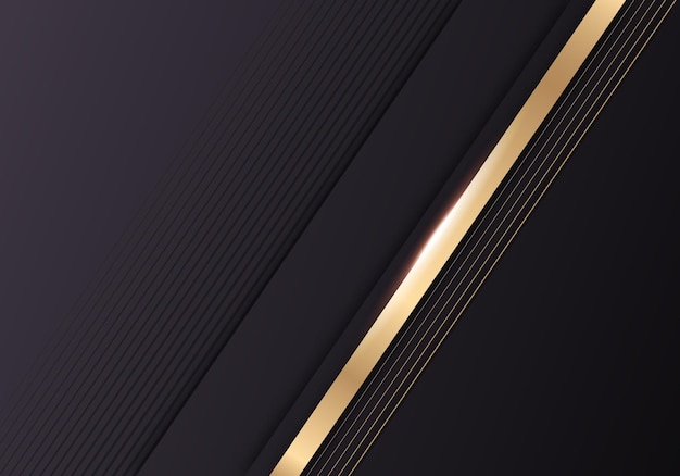 Abstract Shiny Gradient Gold Lines Diagonal Overlap Luxurious Dark Background with Space for Text