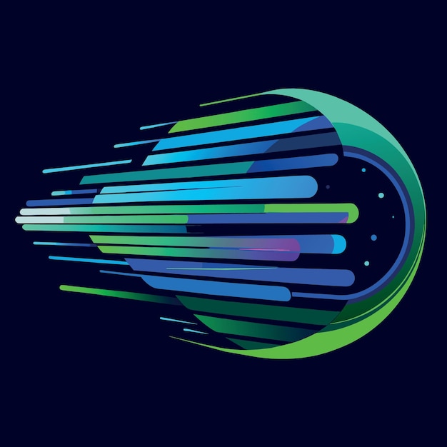 abstract speed light lines movement dynamic pattern in blue green colors isolated on black backgrou