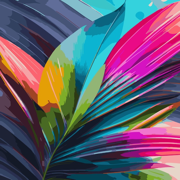 Abstract summer background with bright tropical leaves