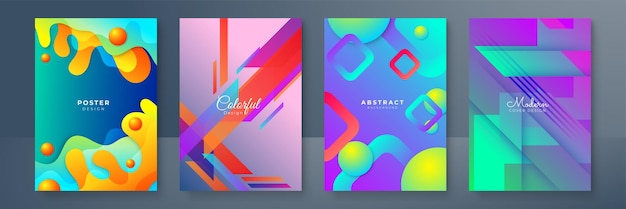 Abstract trendy gradient flowing geometric pattern background texture for poster cover design Minimal color gradient banner template Modern vector wave shape for brochure