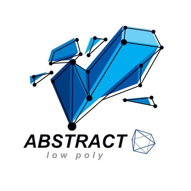 Abstract vector 3d mesh polygonal object. Communication technologies modern logotype.