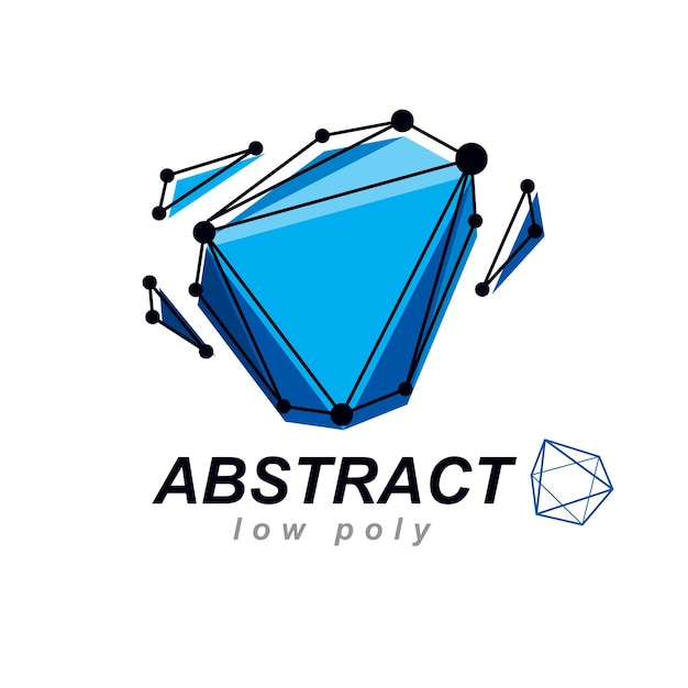 Abstract vector 3d mesh polygonal object. Communication technologies modern logotype.