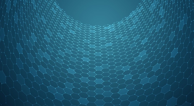 Abstract vector background with hexagons landscape and landscape of the virtual world 3d design
