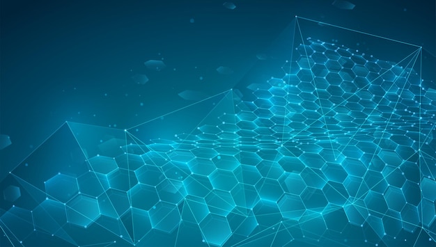 Abstract vector background with hexagons. landscape of the virtual world. 3d design