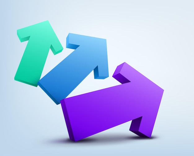 abstract vector illustration, colored 3d arrows. this file is eps10 vector and it includes gradient meshes, blending modes and transparency effects.