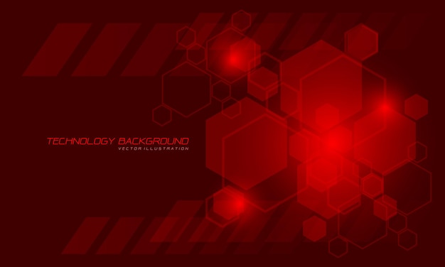 Abstract vector technology red hexagon geometric futuristic design modern creative background