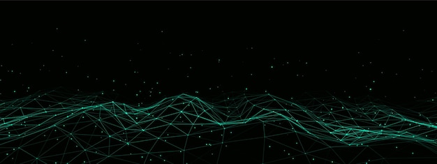abstract vector technology wave of particles big data visualization background with motion dots