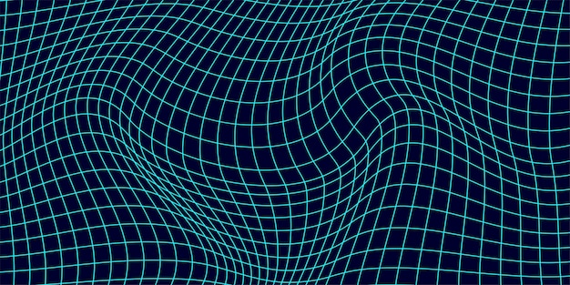 abstract wavy 3d mesh on a blue background geometric dynamic wave 3d technology wireframe vector illustration