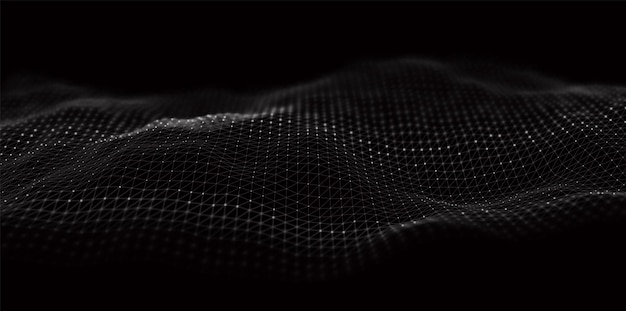 Abstract white particle background Flow wave with dot landscape Digital data structure