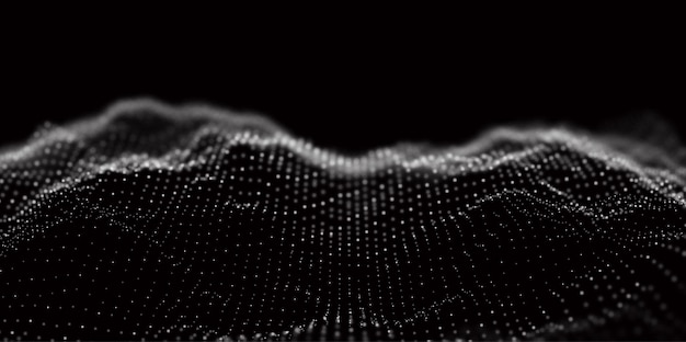 Abstract white particle background Flow wave with dot landscape Digital data structure