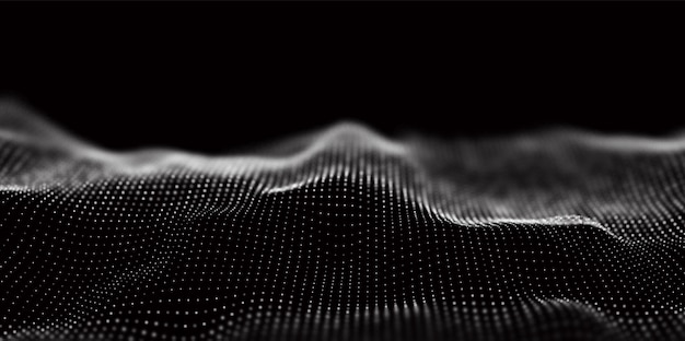 Abstract white particle background Flow wave with dot landscape Digital data structure