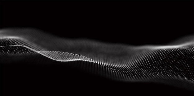 abstract white particle background flow wave with dot landscape digital data structure