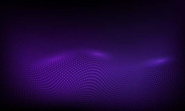 Abstrakt 3D digitalt landskap. Partikler, prikker og linjer med dybdeskarphetseffekt.