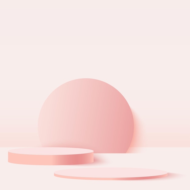 Abstrakt bakgrunn med rosa geometriske podier.