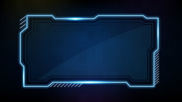 Abstrakt futuristisk bakgrunn av blå, glødende teknologi, sci-fi-ramme, HUD UI