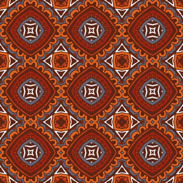 Abstrakt geometrisk flis bohemsk etnisk sømløs vektormønster ornamental. Håndtegnet grafisk trykk