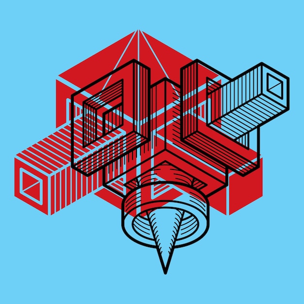 Abstrakt ingeniørform, 3D-vektor polygonal figur.