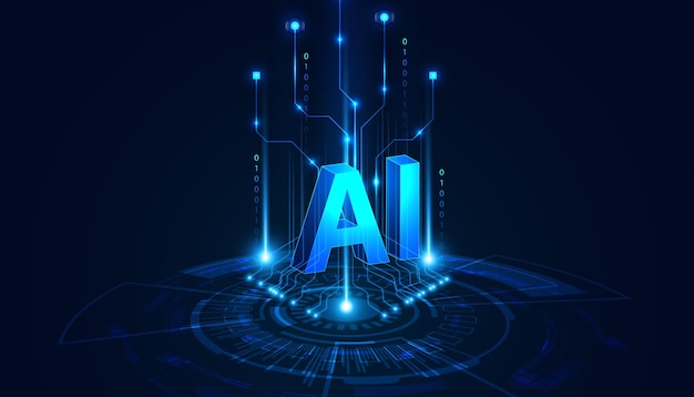 Abstrakt kretsforbindelse moderne system AI system kunstig intelligens mekanisme Blå Digital