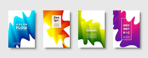 Abstrakt, trendy geometrisk bakgrunn med flytende gradient i fargerik blå, rød, gul og grønn dynamikk